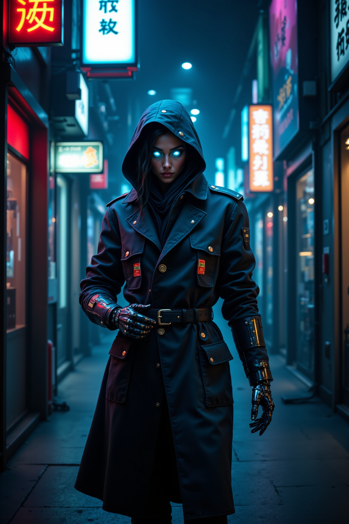 Neon Vigil: Cyberpunk Enigma in the Alley