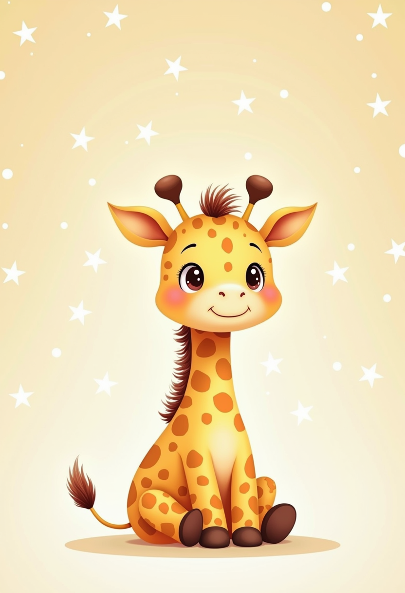 Adorable Baby Giraffe Under the Stars