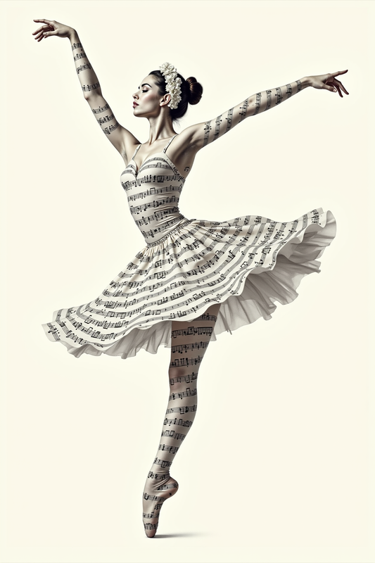 Surreal Ballet of Musical Notes