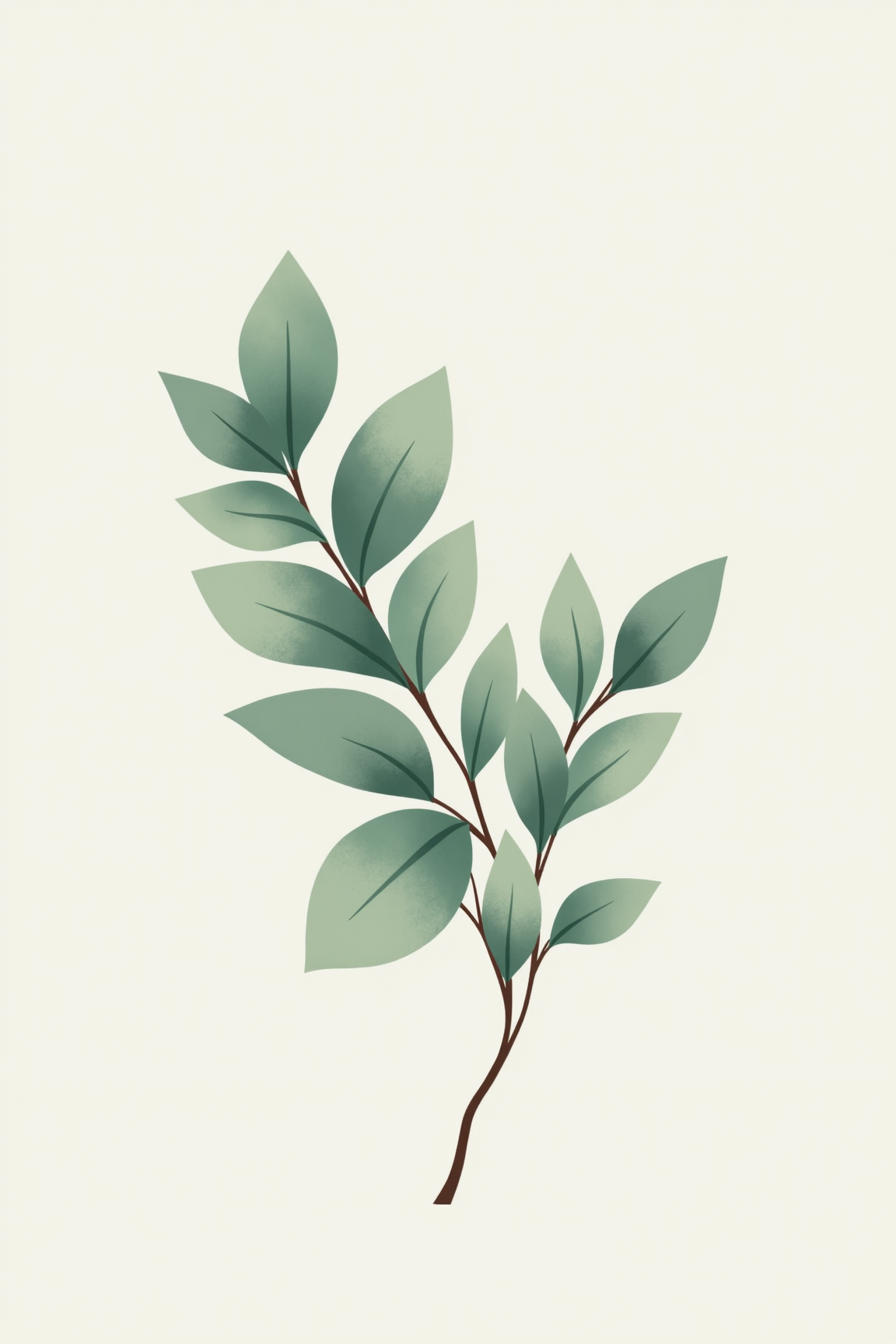 Minimalist Leafy Branch in Soft Botanical Tones