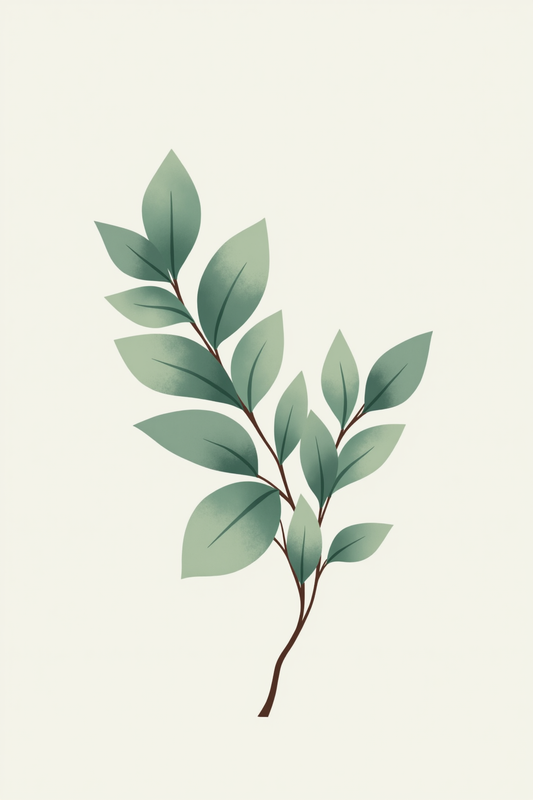 Minimalist Leafy Branch in Soft Botanical Tones
