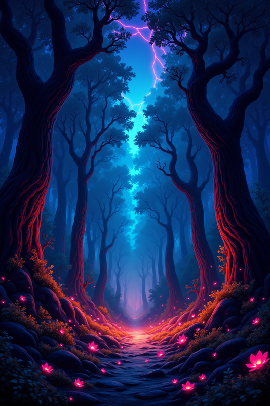 Electric Bloom Path: Mystic Forest Journey