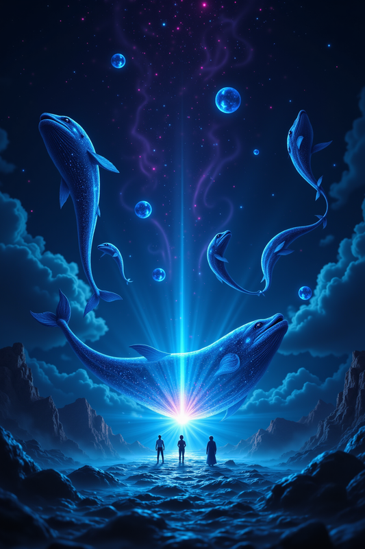 Cosmic Leviathans: Celestial Whale Fantasy Art