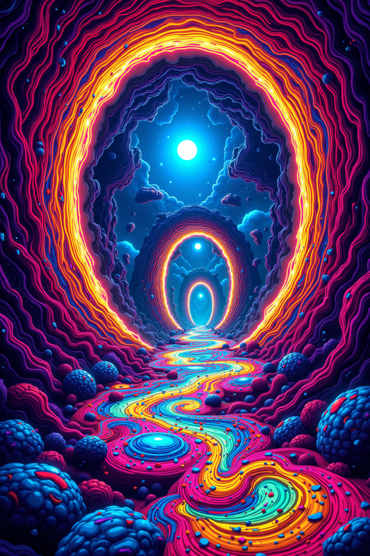 Levendige Psychedelische Poort: Surrealistische Fantasiereis