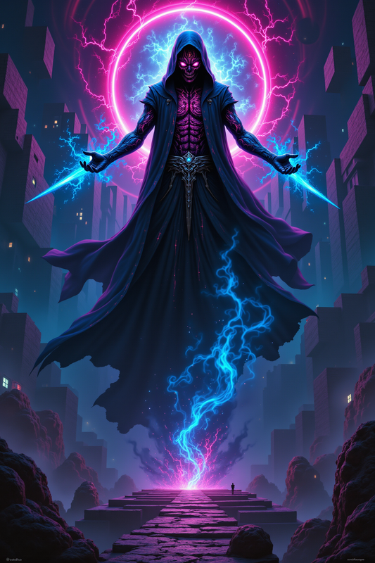 Neon Opperheer: Cyberpunk Fantasie Energie Kunst