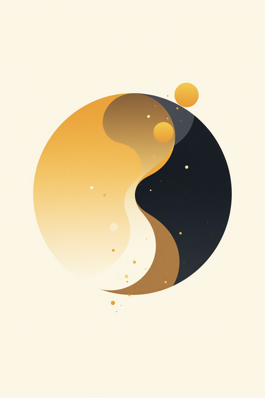 Celestial Harmony Sun and Moon Abstract Circle