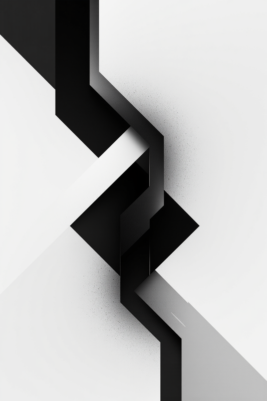 Monochrome Layered Geometric Abstraction in Black and White