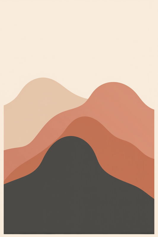 Layered Earthy Wavy Hills in Minimalist Abstract Style