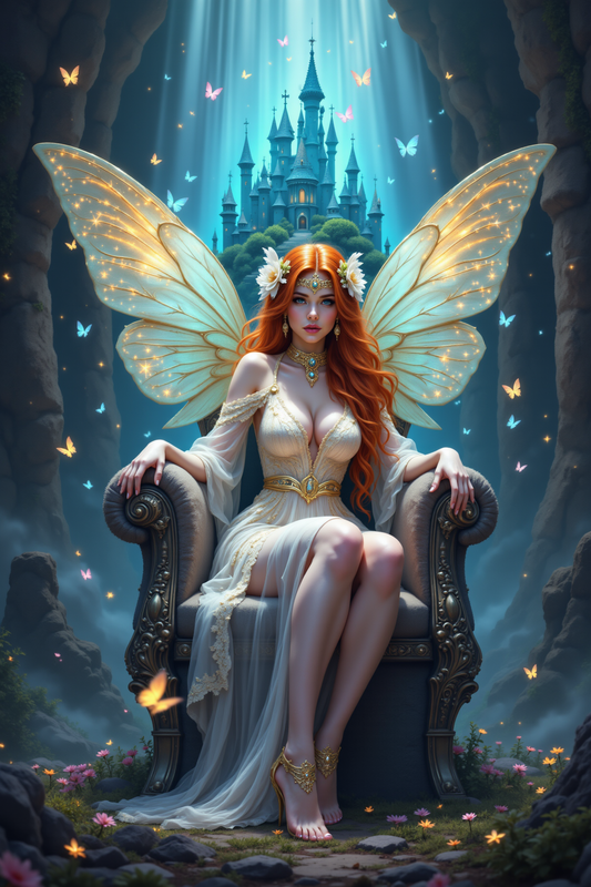 Ethereal Realm: The Red-Haired Fairy Queen's Throne