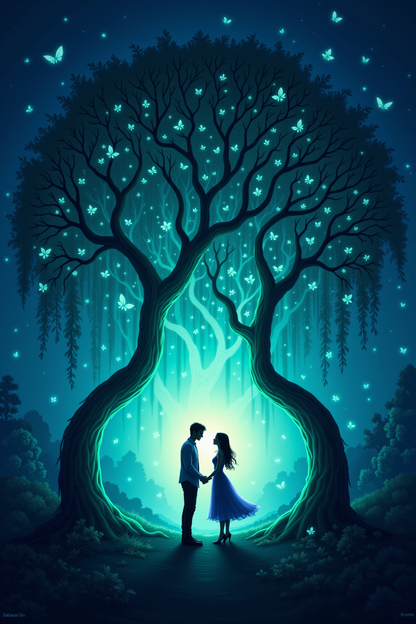 Enchanted Embrace: Glowing Tree of Love