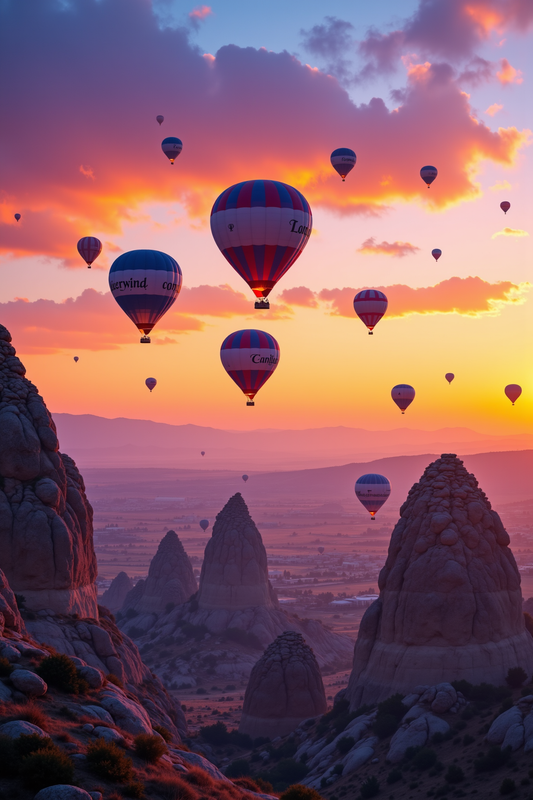 Sunrise Hot Air Balloons Over Cappadocia's Majestic Rockscape