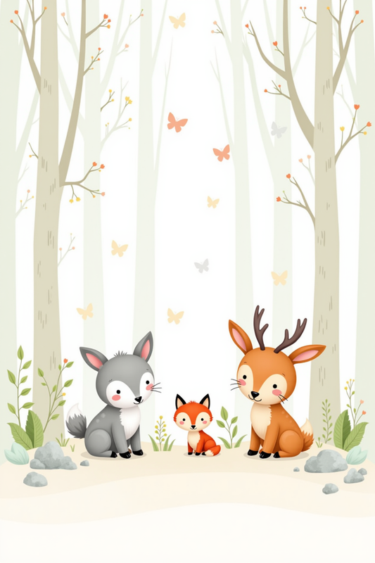 Joyful Woodland Gathering: Cute Forest Friends Art
