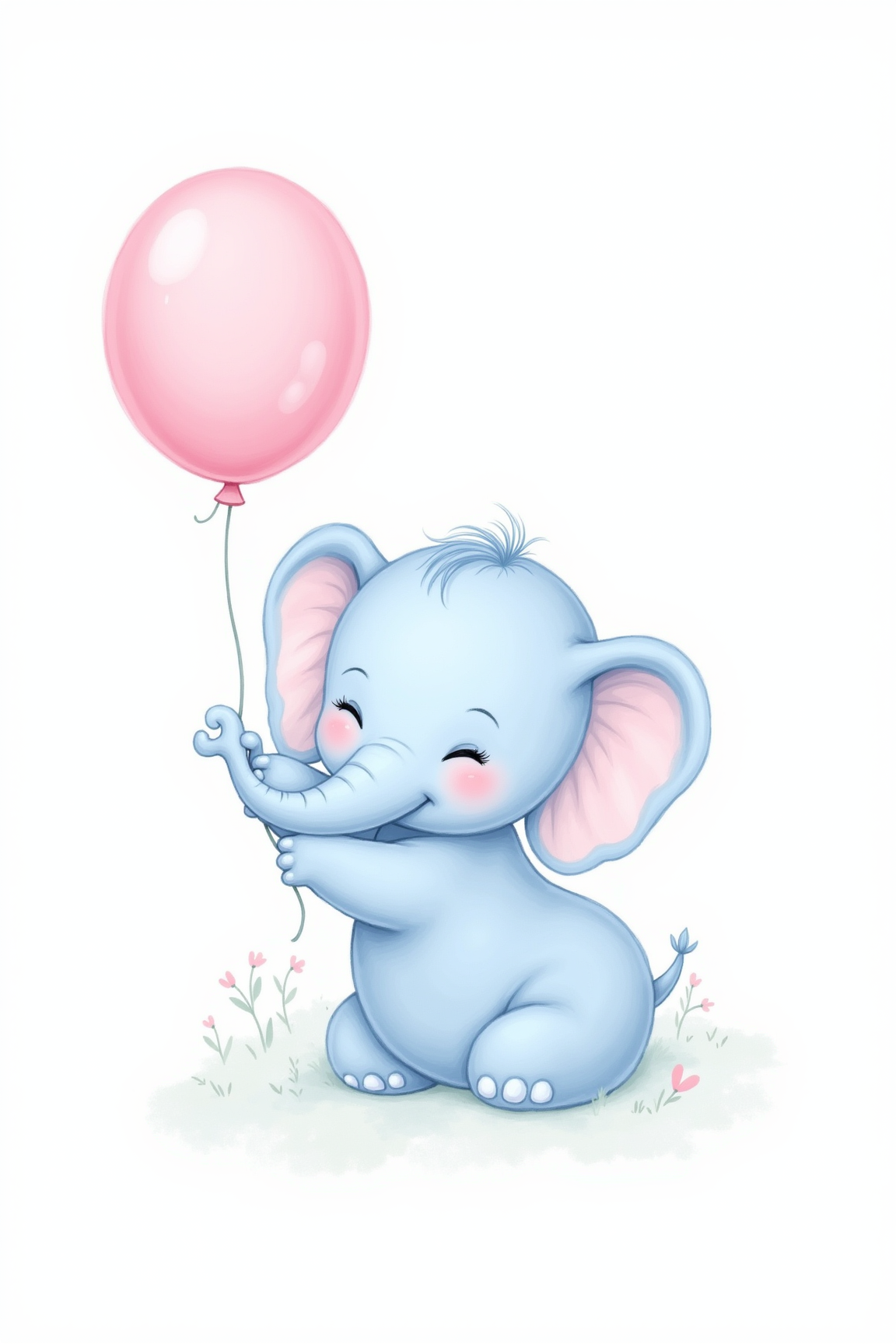 Schattig Olifantje & Roze Ballon