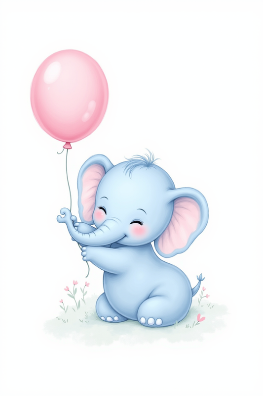 Schattig Olifantje & Roze Ballon