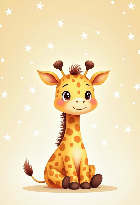 Adorable Baby Giraffe Under the Stars