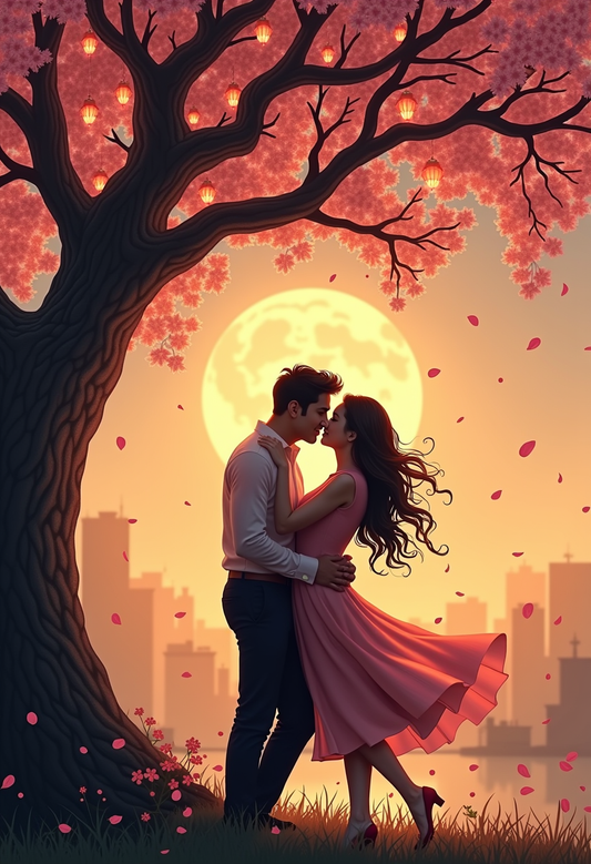 Moonlit Blossom Embrace: City Romance